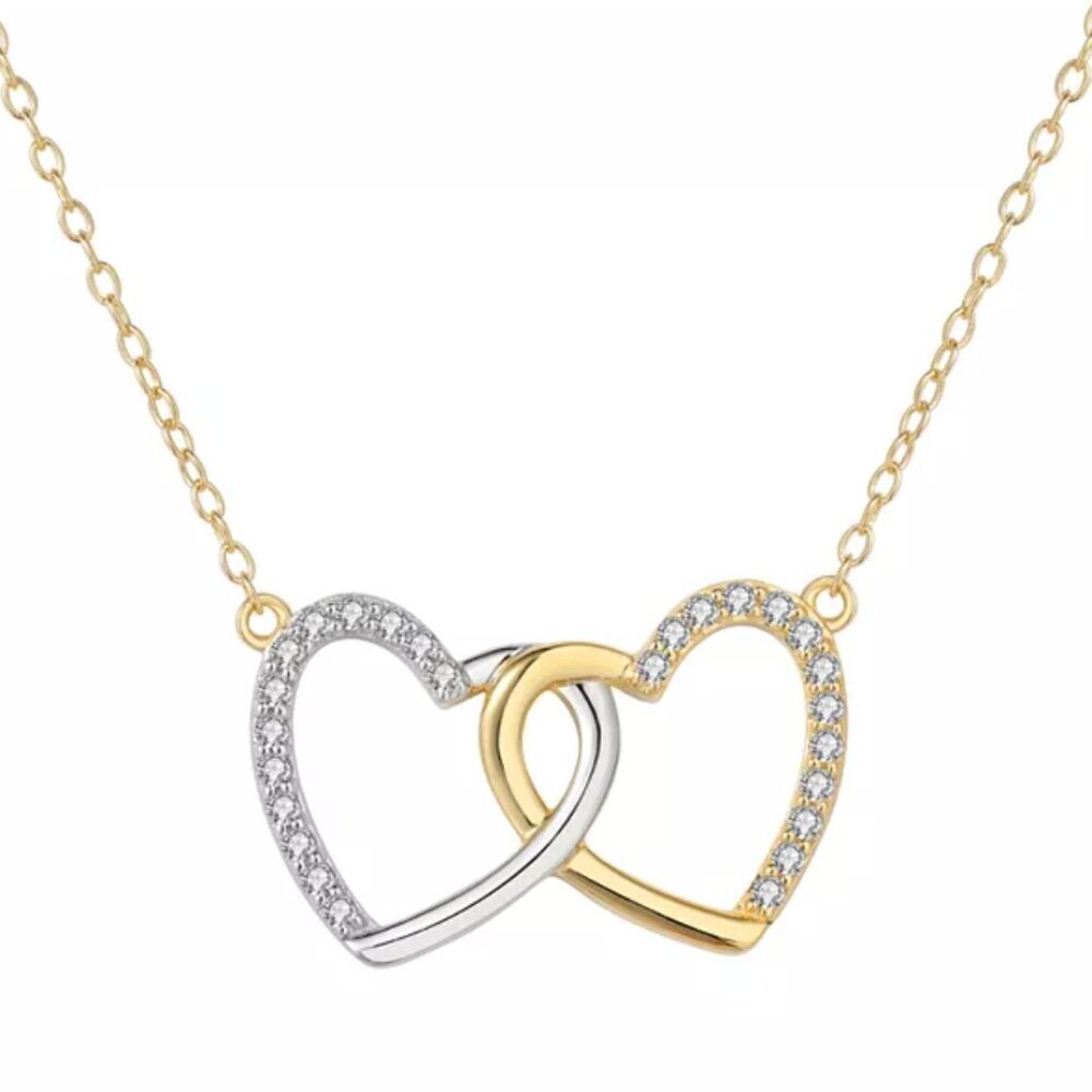 NWOT Macy's Diamond Double Heart Pendant Necklace